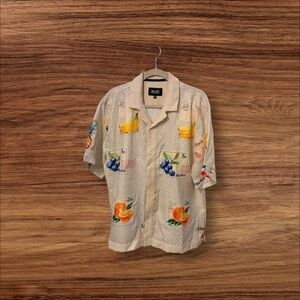 Malibu Fruit Stamp Print Button Up Shirt XL